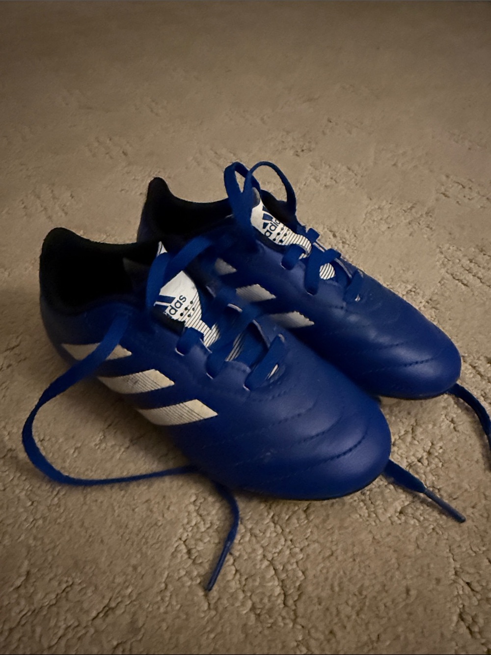 adidas Kids Royal Blue Soccer Cleats with White Stripes 12